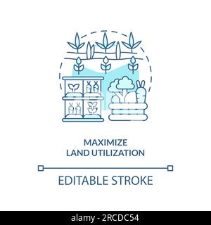 Linear customizable maximize land utilization icon concept Stock Vector