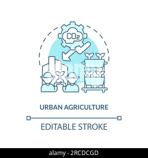 Linear customizable urban agriculture icon concept Stock Vector