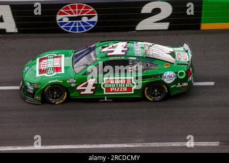 ATLANTA, GA - JULY 09: Kevin Harvick (#4 Stewart Haas Racing Hunt Brothers  Pizza Ford) and Austin Dillon (#3 Richard Childress Racing Dow Salutes  Veterans Chevrolet) race side by side during the