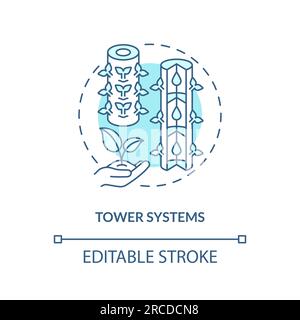 Linear customizable tower systems icon concept Stock Vector