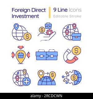 Customizable colorful icons for FDI Stock Vector