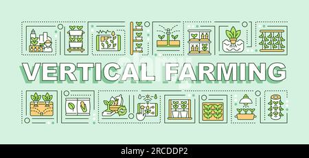 Vertical farming text with icons Stock Vector