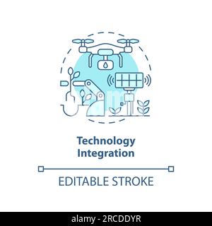 Linear customizable technology integration icon concept Stock Vector