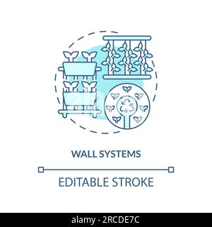 Linear customizable wall systems icon concept Stock Vector