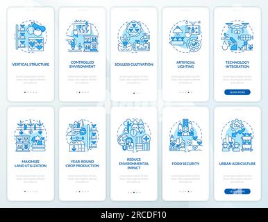 Walkthrough vertical farming and hydroponics with icons Stock Vector
