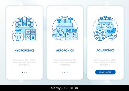 Types of vertical farming with linear icons Stock Vector