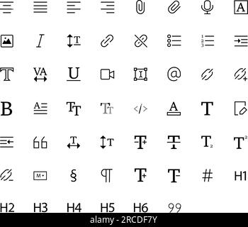 Vector document and text editing icon set Stock Vector