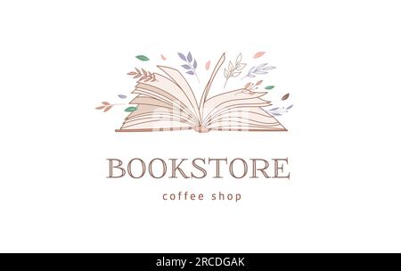 Hand drawn pastel colors books illustration, print and logo. Vintage vector art poster and banner. Stock Vector