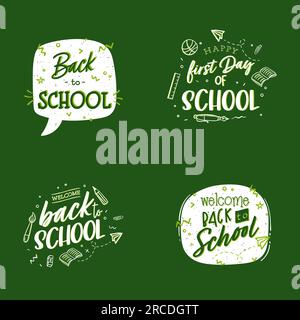 Set of Welcome back to school hand writing and education doodles - Sale tag. Vector illustration, Typography elements Stock Vector