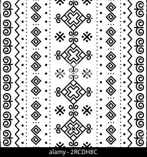 Slovak folk art vector seamless vertical pattern with ethnic, tribal geometric decor - inspired by traditional painted art from village Cicmany Stock Vector