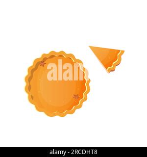 Pumpkin pie in cartoon style. on white background. Isolated vector illustration Stock Vector