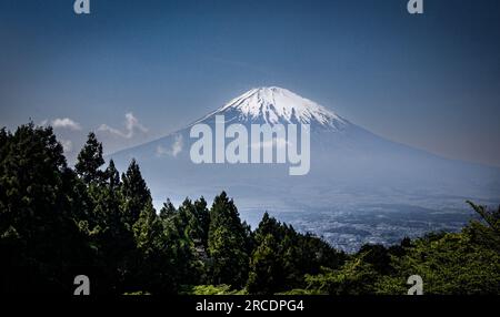 View of Mt Fuji from a distance as the clouds started rolling in Stock Photo