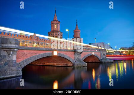 Phot of the Oberbaum Bridge (Berlin) at the blue hour time Stock Photo