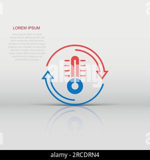 Thermometer climate control icon in flat style. Meteorology balance vector illustration on white isolated background. Hot, cold temperature business c Stock Vector