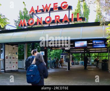 Entrance to the ALWEG Seattle Centre Monorail station Seattle Washington State USA Stock Photo