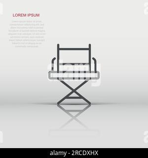 Director chair icon in flat style. Producer seat vector illustration on white isolated background. Movie business concept. Stock Vector
