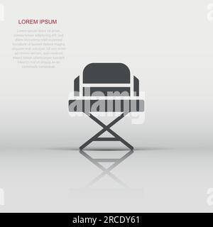 Director chair icon in flat style. Producer seat vector illustration on white isolated background. Movie business concept. Stock Vector