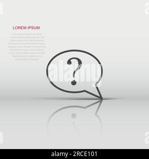 Question mark icon in flat style. Discussion speech bubble vector illustration on white isolated background. Faq business concept. Stock Vector