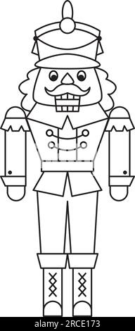 Nutcracker Christmas coloring page vector illustration. Stock Vector