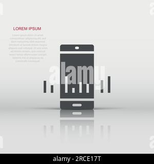 Phone diagram icon in flat style. Smartphone growth statistic vector illustration on white isolated background. Gadget analytics business concept. Stock Vector
