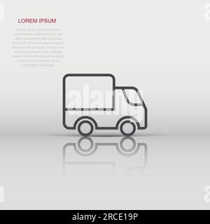 Delivery truck icon in flat style. Van vector illustration on white isolated background. Cargo car business concept. Stock Vector