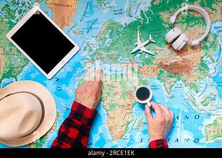 Travel planning concept on the map Stock Photo