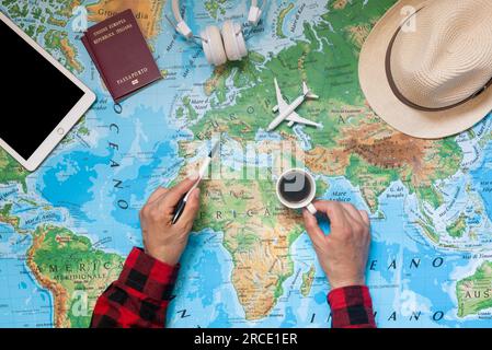 Travel planning concept on the map Stock Photo - Alamy
