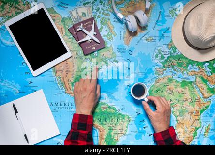 Travel planning concept on the map Stock Photo