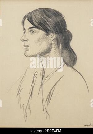 Portrait drawing of Suzanne Valadon by Theophile Steinlen Stock Photo