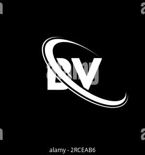 BV logo. B V design. White BV letter. BV/B V letter logo design. Initial letter BV linked circle uppercase monogram logo. Stock Vector