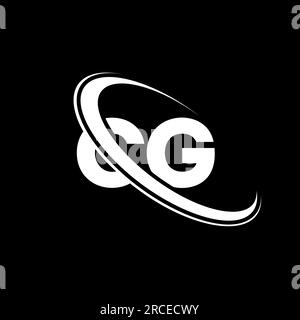 CG logo. C G design. White CG letter. CG/C G letter logo design. Initial letter CG linked circle uppercase monogram logo. Stock Vector
