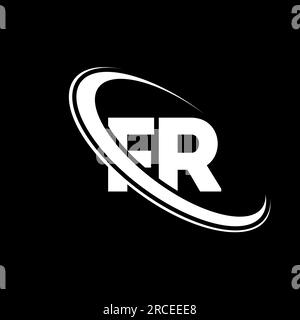 FR logo. F R design. White FR letter. FR/F R letter logo design. Initial letter FR linked circle uppercase monogram logo. Stock Vector