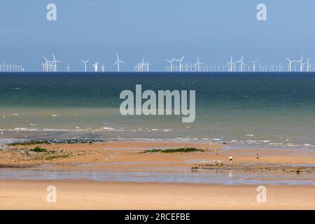 Gwynt-y-Môr offshore windfarm, Colwyn Bay, North Wales Stock Photo