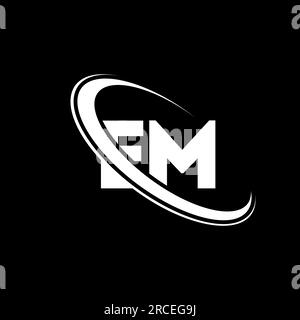 EM logo. E M design. White EM letter. EM/E M letter logo design. Initial letter EM linked circle uppercase monogram logo. Stock Vector