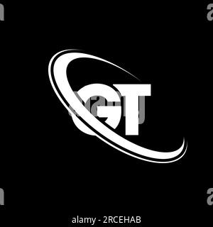 GT logo. G T design. White GT letter. GT/G T letter logo design. Initial letter GT linked circle uppercase monogram logo. Stock Vector