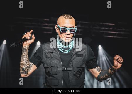 TORINO, STUPINIGI SONIC PARK FESTIVAL 2023, ITALY: Taboo (real name Jaime Luis Gomez) of the American musical group consisting of rappers called Black Eyed Peas performing live at the Stupinigi Sonic Park festival Stock Photo