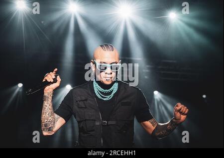 TORINO, STUPINIGI SONIC PARK FESTIVAL 2023, ITALY: Taboo (real name Jaime Luis Gomez) of the American musical group consisting of rappers called Black Eyed Peas performing live at the Stupinigi Sonic Park festival Stock Photo