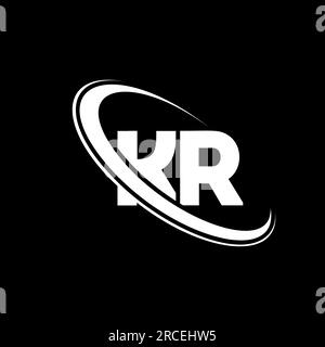 KR logo. K R design. White KR letter. KR/K R letter logo design. Initial letter KR linked circle uppercase monogram logo. Stock Vector