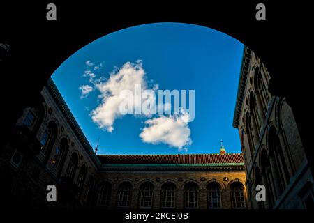 The Courtyard of The Boston Public Library McKim Building  in Copley Square ,Boston, Massachusetts, USA Stock Photo