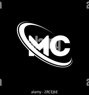 MC logo. M C design. White MC letter. MC/M C letter logo design. Initial letter MC linked circle uppercase monogram logo. Stock Vector