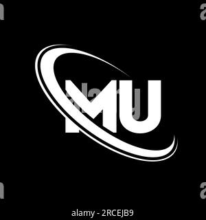 MU logo. M U design. White MU letter. MU/M U letter logo design. Initial letter MU linked circle uppercase monogram logo. Stock Vector