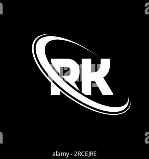 RK logo. R K design. White RK letter. RK/R K letter logo design. Initial letter RK linked circle uppercase monogram logo. Stock Vector