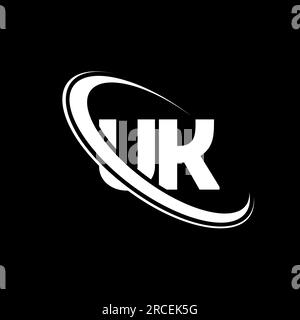 UK logo. U K design. White UK letter. UK/U K letter logo design. Initial letter UK linked circle uppercase monogram logo. Stock Vector