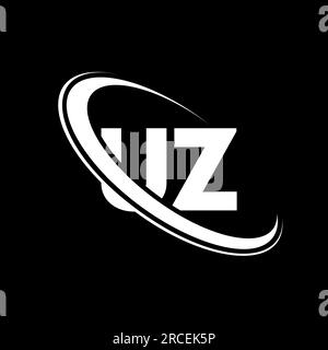 UZ logo. U Z design. White UZ letter. UZ/U Z letter logo design. Initial letter UZ linked circle uppercase monogram logo. Stock Vector