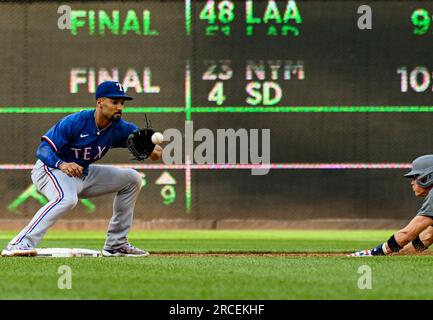 Texas Rangers' Marcus Semien takes batting practice before a baseball game  against the Detroit Tigers in Arlington, Texas, Wednesday, June 28, 2023.  (AP Photo/LM Otero Stock Photo - Alamy