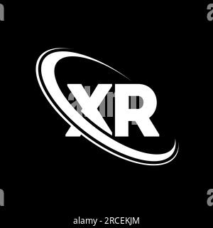 XR logo. X R design. White XR letter. XR/X R letter logo design. Initial letter XR linked circle uppercase monogram logo. Stock Vector
