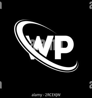 WP logo. W P design. White WP letter. WP/W P letter logo design. Initial letter WP linked circle uppercase monogram logo. Stock Vector