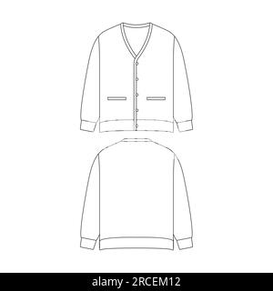 Template knit cardigan vector illustration flat design outline clothing collection Stock Vector