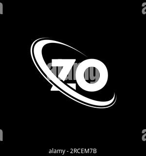 ZO logo. Z O design. White ZO letter. ZO/Z O letter logo design. Initial letter ZO linked circle uppercase monogram logo. Stock Vector