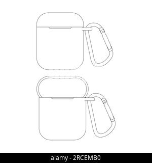 Template earphone silicone case vector illustration flat sketch design outline Stock Vector